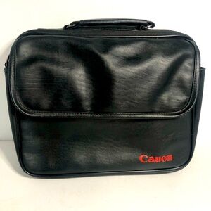 Canon Medium Leather Messenger Style Bag Black. No Strap.